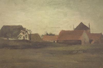 Vincent Van Gogh Farmhouses in Loosduinen near The Hague at Twilight (nn04) oil painting image